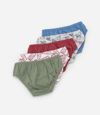 Kit 05 Calzoncillos Slip Infantil con Estampa Mini Heróis - Talle 2 a 6 años 2