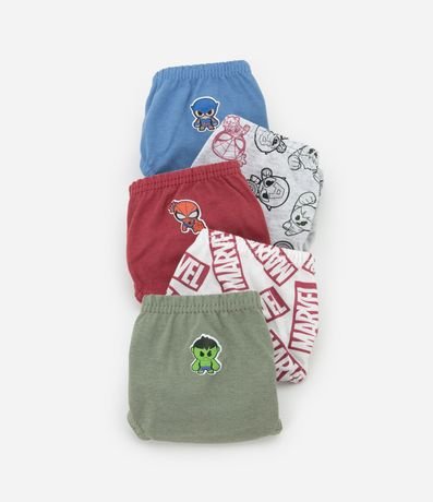 Kit 05 Calzoncillos Slip Infantil con Estampa Mini Heróis - Talle 2 a 6 años 3