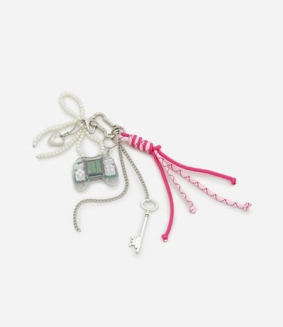 Llavero de Metal con Lazo y Game Boy con Perla Artificial 3