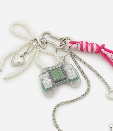 Llavero de Metal con Lazo y Game Boy con Perla Artificial 5