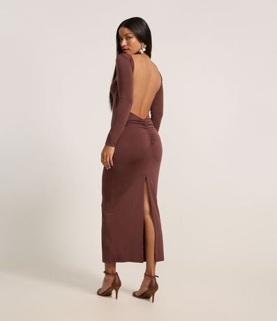 Vestido New Midi con Escote en la Espalda y Abertura