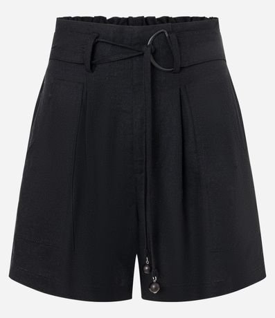 Short Cintura Alta en Viscolino con Cinturón y lazo 5