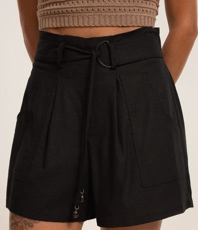 Short Cintura Alta en Viscolino con Cinturón y lazo 4