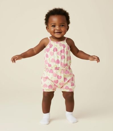 Enterito Infantil con Estampa de Cerezas - Talle 0 a 18 Meses