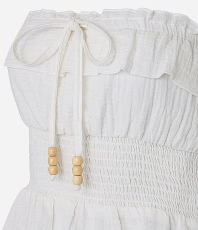 Blusa sin Breteles en Crepé con Textura Crinkle con Lastex en la Cintura y Volados 7