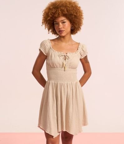 Vestido Corto Hombro a Hombro en Crepé con Lastex en la Cintura 4