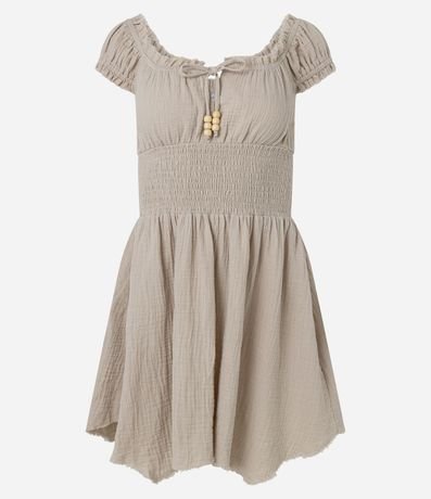 Vestido Corto Hombro a Hombro en Crepé con Lastex en la Cintura 5