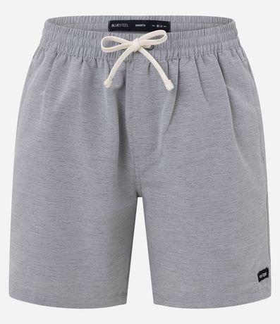 Bermuda en Algodón con Cordón en la Cintura y Estampa Rayada