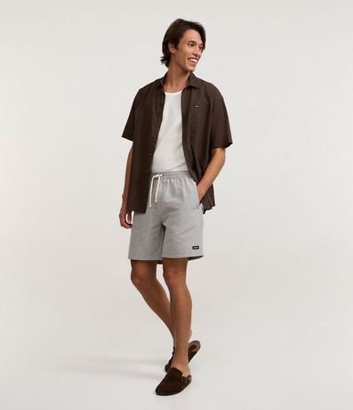 Bermuda en Algodón con Cordón en la Cintura y Estampa Rayada