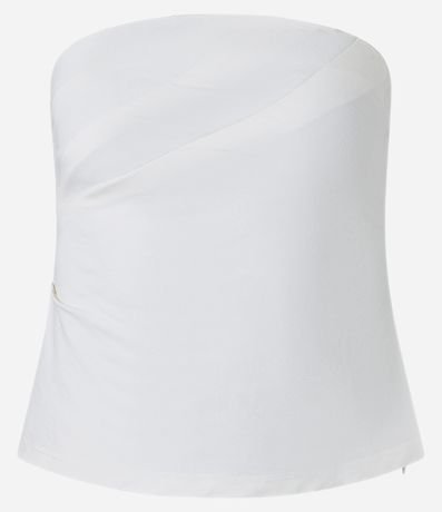 Blusa en Viscosa Sin Bretel con Drapeados Laterales 4