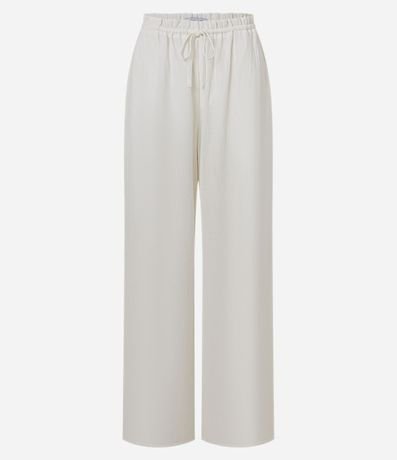 Pantalón Recto en Viscosa Texturizada con Lazo en la Cintura 7