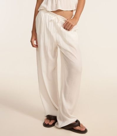 Pantalón Recto en Viscosa Texturizada con Lazo en la Cintura 3