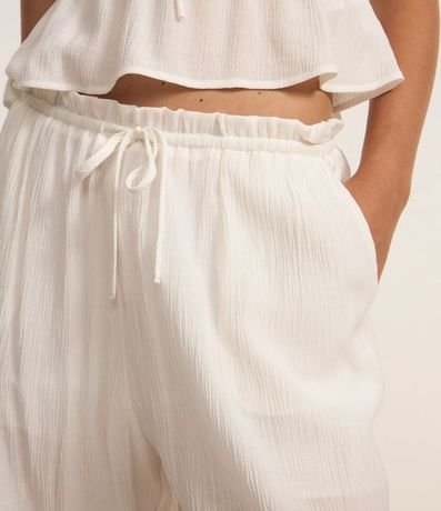 Pantalón Recto en Viscosa Texturizada con Lazo en la Cintura 4