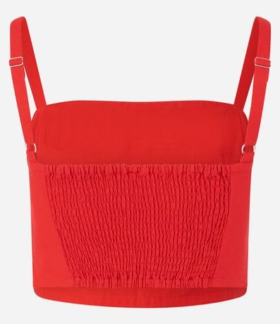 Blusa Cropped en Viscolino con Pliegues y Lastex 8