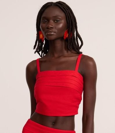 Blusa Cropped en Viscolino con Pliegues y Lastex 3