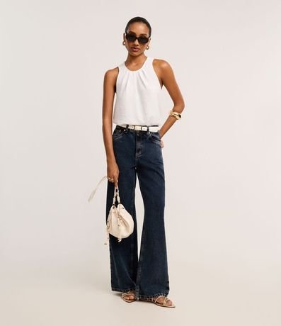 Blusa en Airflow con Fruncidos en el Cuello Redondo 2