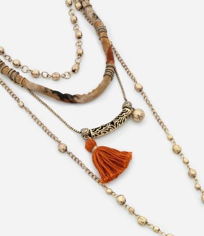 Collar Capas con Cadenas Variadas Colgantes y Borla 1
