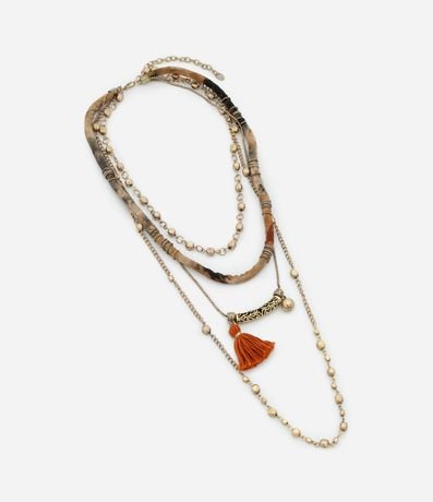 Collar Capas con Cadenas Variadas Colgantes y Borla 2