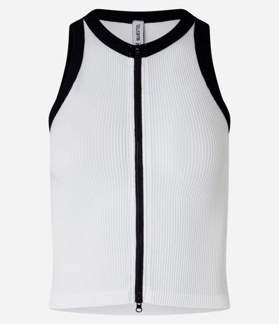 Musculosa Seamless con Cremallera y Viés Contraste 6