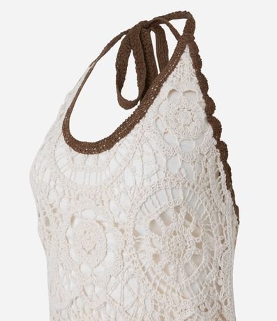 Vestido Long Midi Frente Única en Punto con Efecto Ganchillo 8