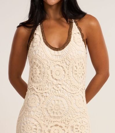 Vestido Long Midi Frente Única en Punto con Efecto Ganchillo 3