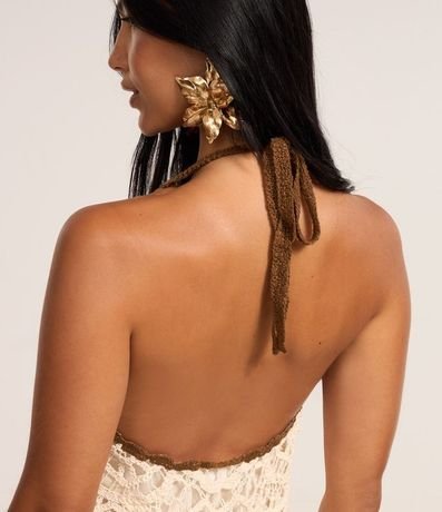 Vestido Long Midi Frente Única en Punto con Efecto Ganchillo 4