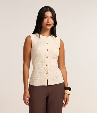 Blusa Regular en Anarruga Sin Mangas Texturizadas 3