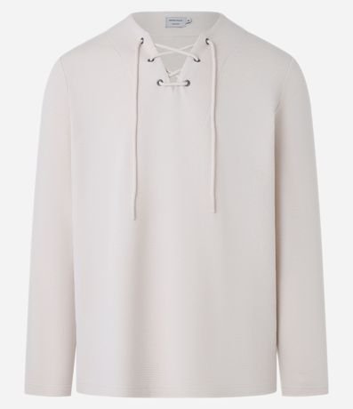 Bata Comfort Texturizado con Cuello V y Lazo 5