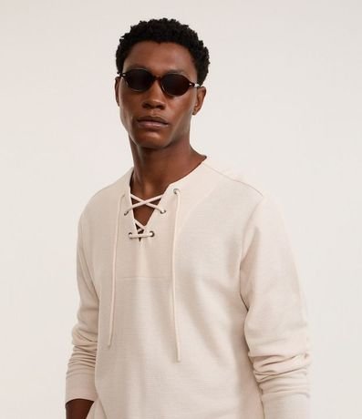 Bata Comfort Texturizado con Cuello V y Lazo 4