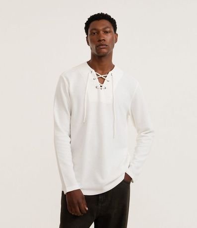 Bata Comfort Texturizado con Cuello V y Lazo