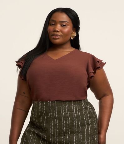 Blusa en Crepé con Volado en la Manga Curve & Plus Size