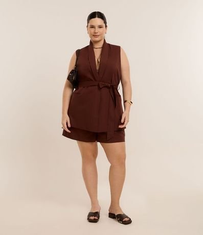 Chaleco Sastrería Alargado con Lazo en la Cintura Curve & Plus Size 3