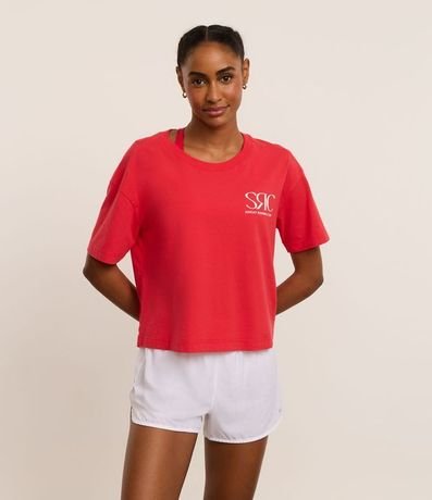 Remera Deportiva Cropped en Microfibra con Lettering SRC 1