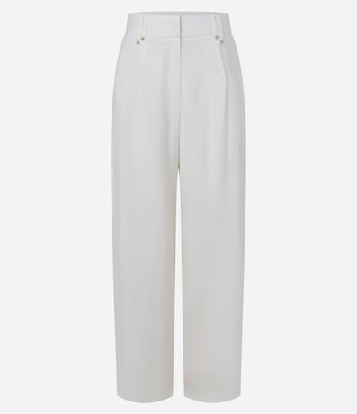 Pantalón Wide Leg Cintura Alta en Crepé con Cintura Sastre