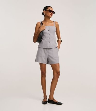 Short Sastrer Cintura Alta en Crepé con Doble Trabillas