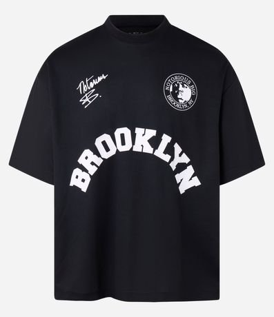 Remera Oversized con Estampa Localizada y Lettering Notorius BIG 6