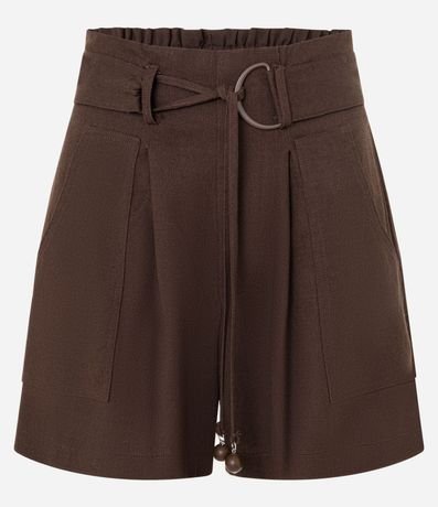 Short Cintura Alta en Viscolino con Cinturón y lazo 5