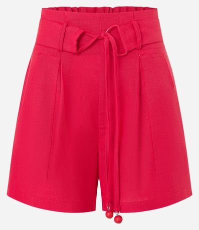 Short Cintura Alta en Viscolino con Cinturón y lazo 5