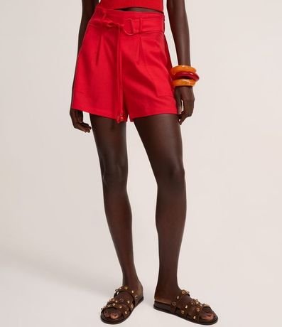 Short Cintura Alta en Viscolino con Cinturón y lazo 3