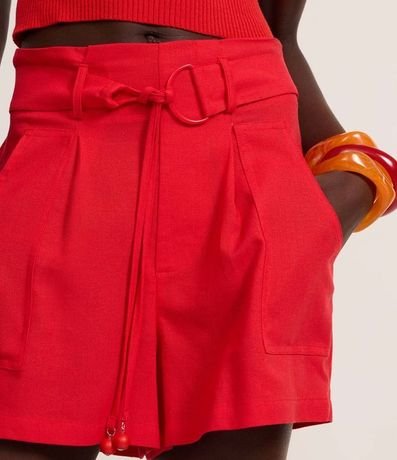 Short Cintura Alta en Viscolino con Cinturón y lazo 4