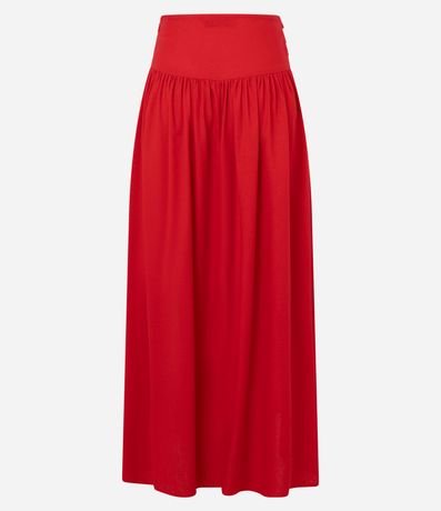 Pollera Long Midi en Viscolino con Canesú Larga y Cintura Pespontado 7