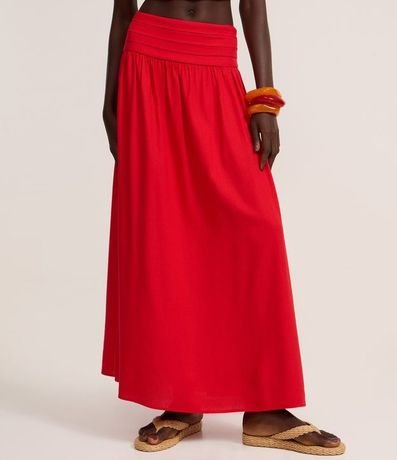 Pollera Long Midi en Viscolino con Canesú Larga y Cintura Pespontado 3