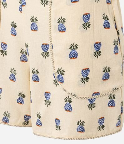Short en Viscolino con Cintura Alta Estampa de Abacaxi 8