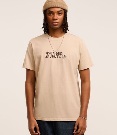 Remera Regular en Algodón con Estampa de Calavera y Lettering Avenged Sevenfold 3