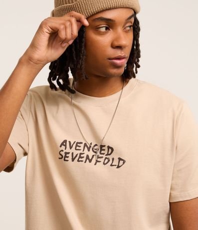 Remera Regular en Algodón con Estampa de Calavera y Lettering Avenged Sevenfold 5