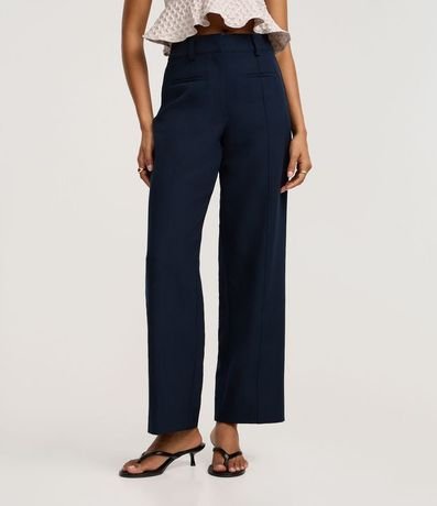 Pantalón Recto Sastre Cintura Alta con Bolsillos Falsos y Frisos 3