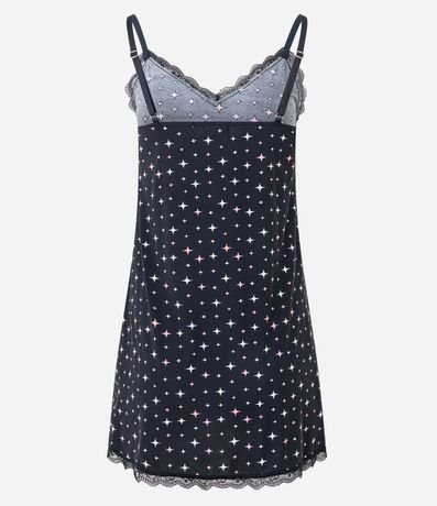 Camisón en Microfibra con Estampa de Brillos y Detalle de Encaje 6