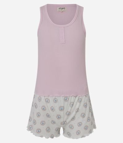 Pijama Short Doll en Rib con Short Estampado Ojo Turco 4