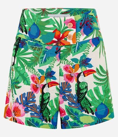 Short Cintura Mediana en Viscolino con Estampa Tropical 6