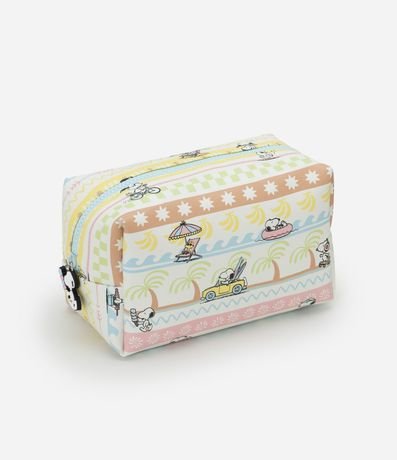 Neceser Rectangular Mediana PU con Estampa Snoopy y Woodstock